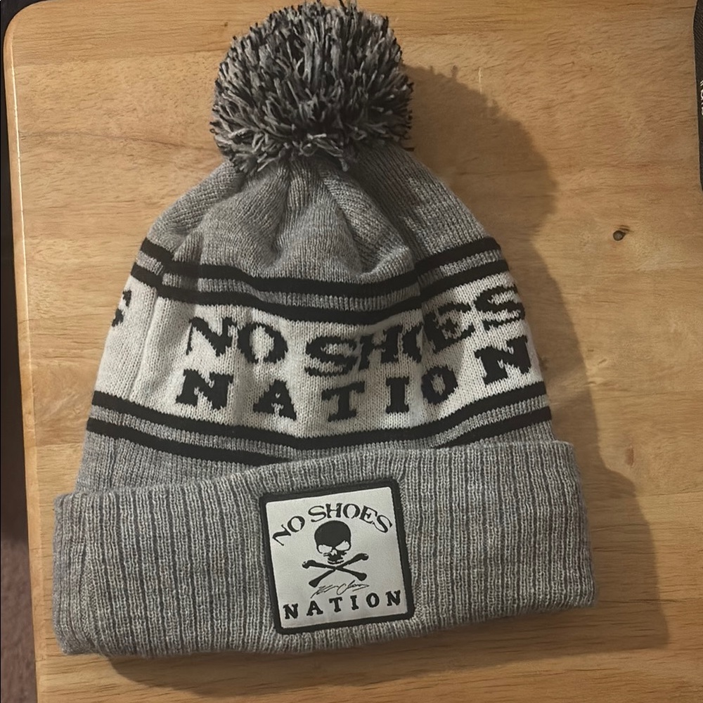 Like New No Shoes Nation Black, Gray, & White Beanie